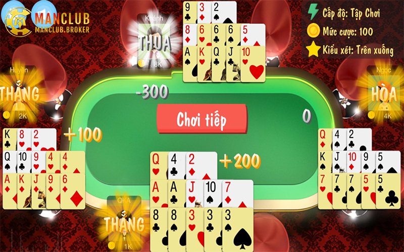 Giao diện Manclub chia bài tự động, dễ làm quen