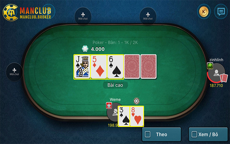 Trải nghiệm giao diện Poker Manclub mượt mà, dễ thao tác