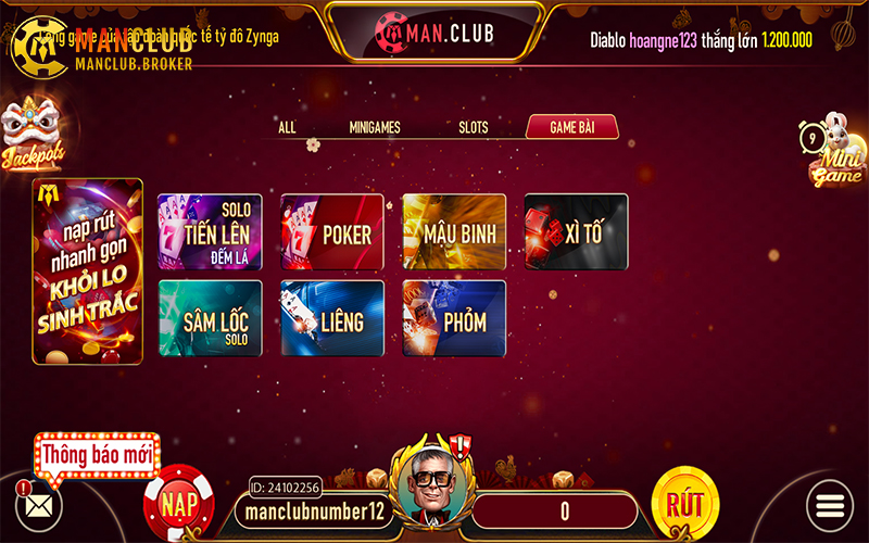 Giao diện game bài ManClub đỏ đen giúp dễ nhận diện bàn chơi