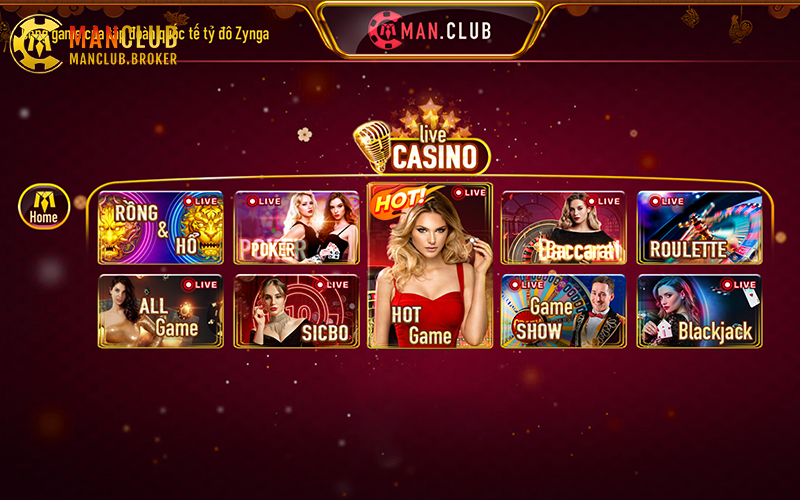Giao diện tối ưu của live casino ManClub mô phỏng sòng bài quốc tế