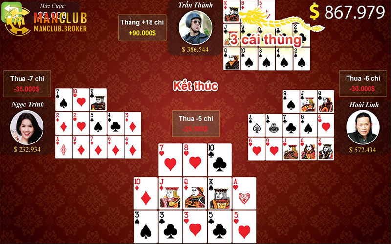 Mỗi ván Mậu binh Manclub có 2-4 người, so bài minh bạch